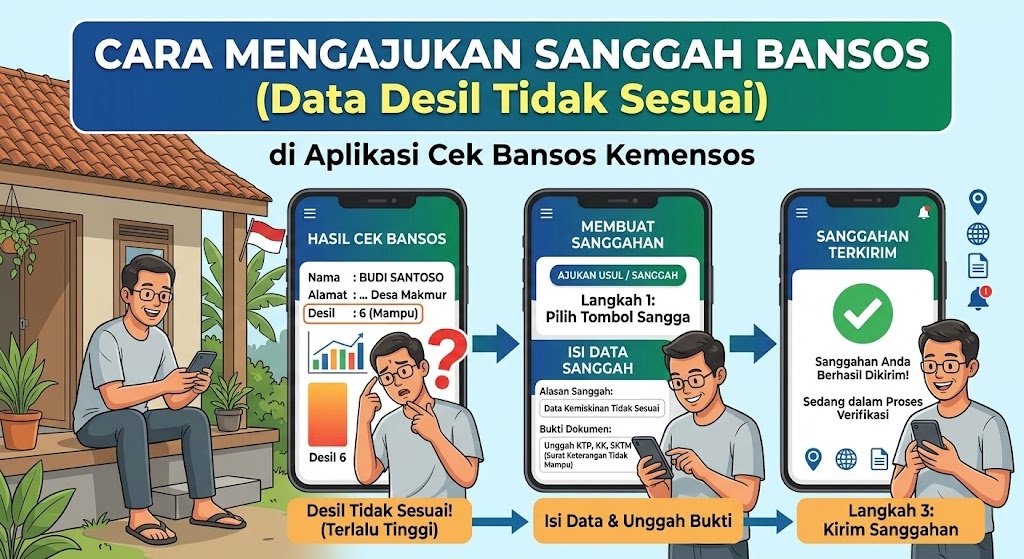 Cara Mengajukan Sanggah Bansos Jika Desil Tidak Sesuai di Aplikasi Cek Bansos Kemensos
