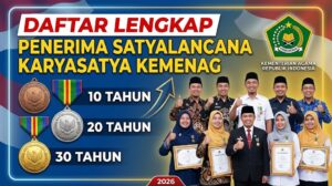 Daftar Lengkap Penerima Penghargaan Satyalancana Karyasatya di Lingkungan Kemenag