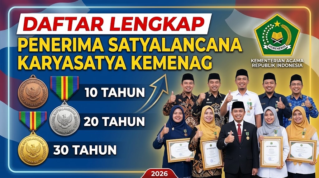 Daftar Lengkap Penerima Penghargaan Satyalancana Karyasatya di Lingkungan Kemenag