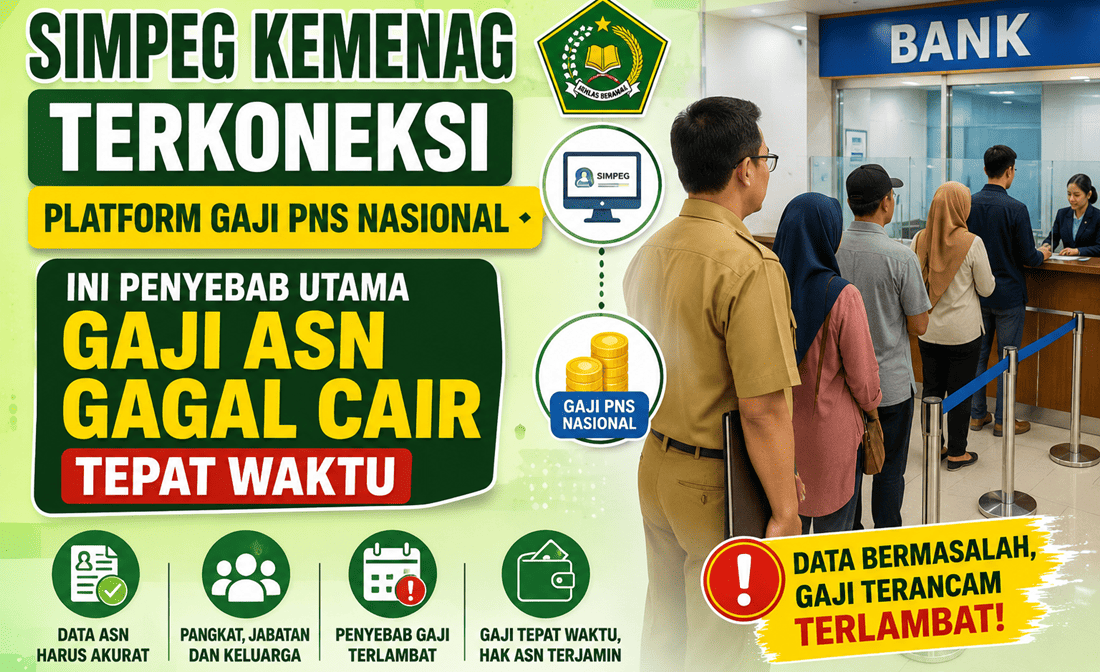 Simpeg Kemenag Terkoneksi Platform Gaji PNS Nasional, Ini Penyebab Utama Gaji ASN Gagal Cair Tepat Waktu (1)